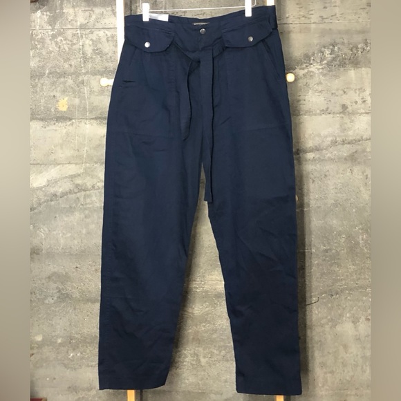 NWT Banana Republic Preppy Navy High-Rise Tie-Waist Utility Pants in Size 14 - Picture 5 of 6